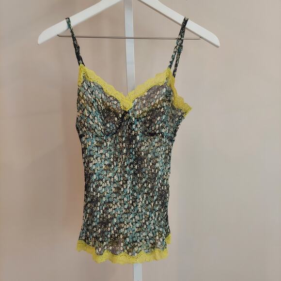 Express Tops - Vintage Express Sheer Cami Mesh Babydoll Tank Silk Ditsy Floral 90s Y2K Fairy